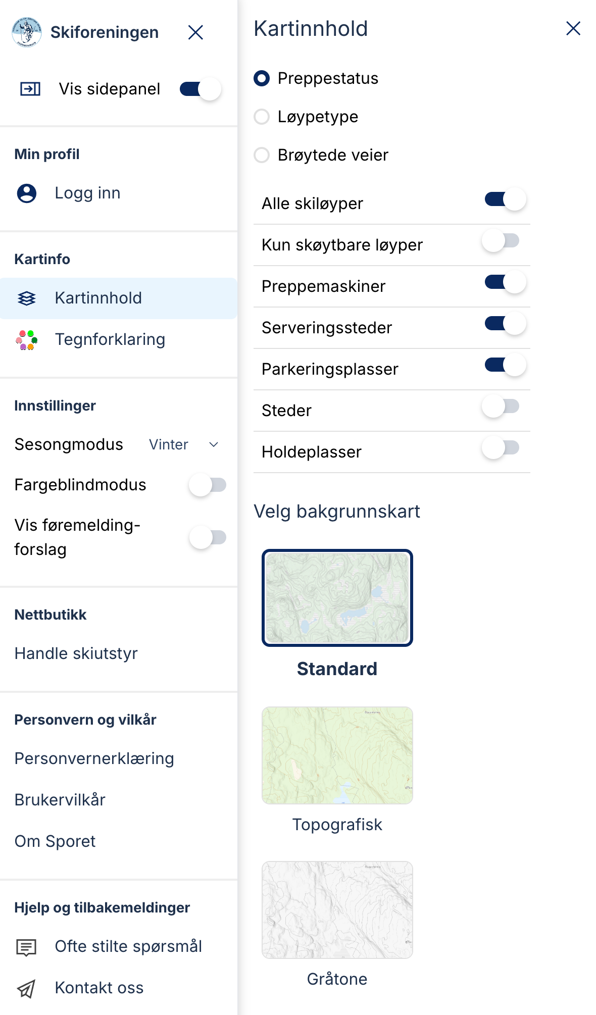 visning av valg i preppestatusmodus