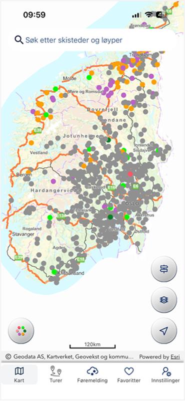 Pil som viser målestokk.