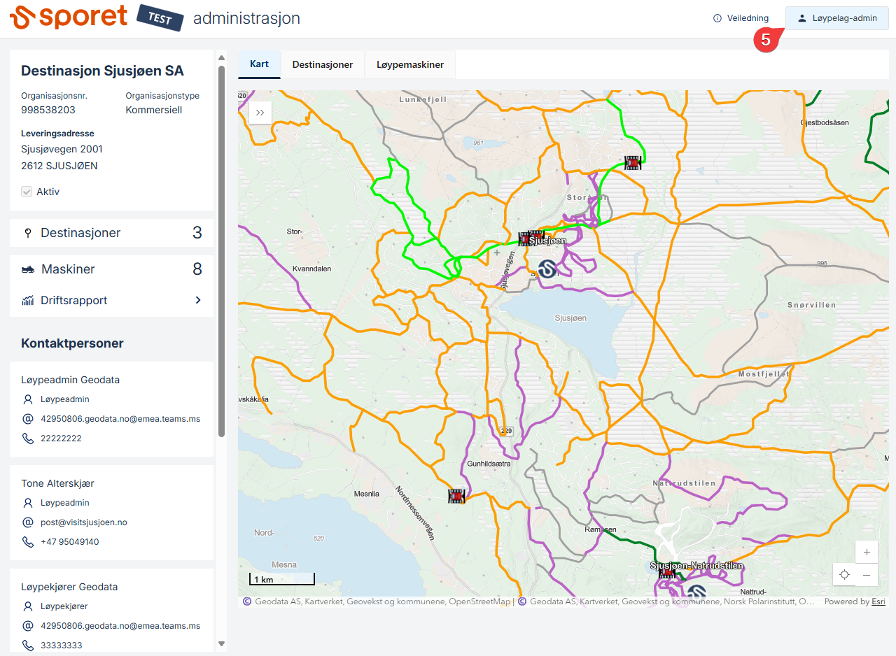 Løypeadmin innlogget