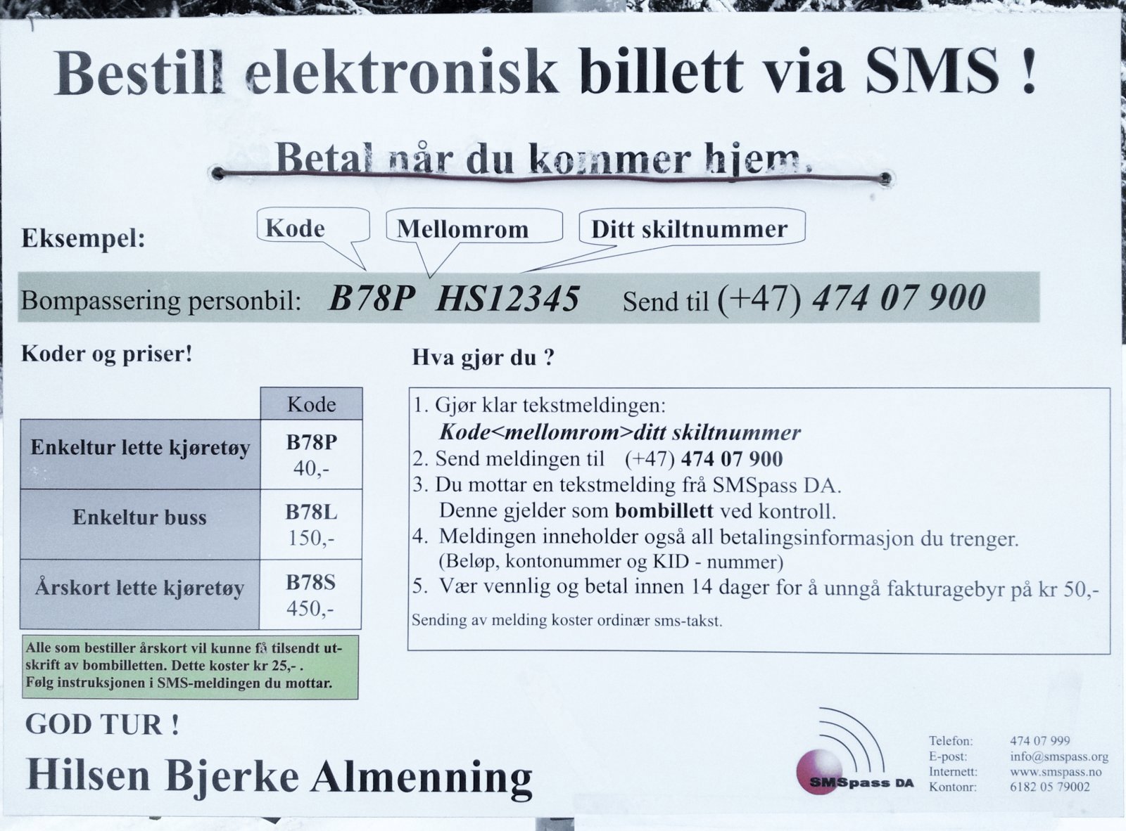 Bompassering på vei til Nordåsen