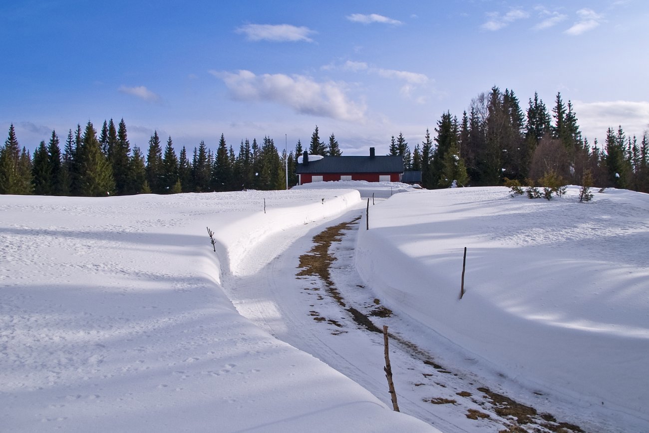 Brøytet vei opp til Vesetsetra