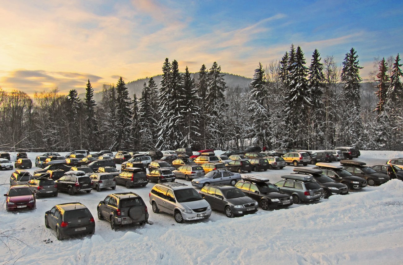 Mange biler på Haga