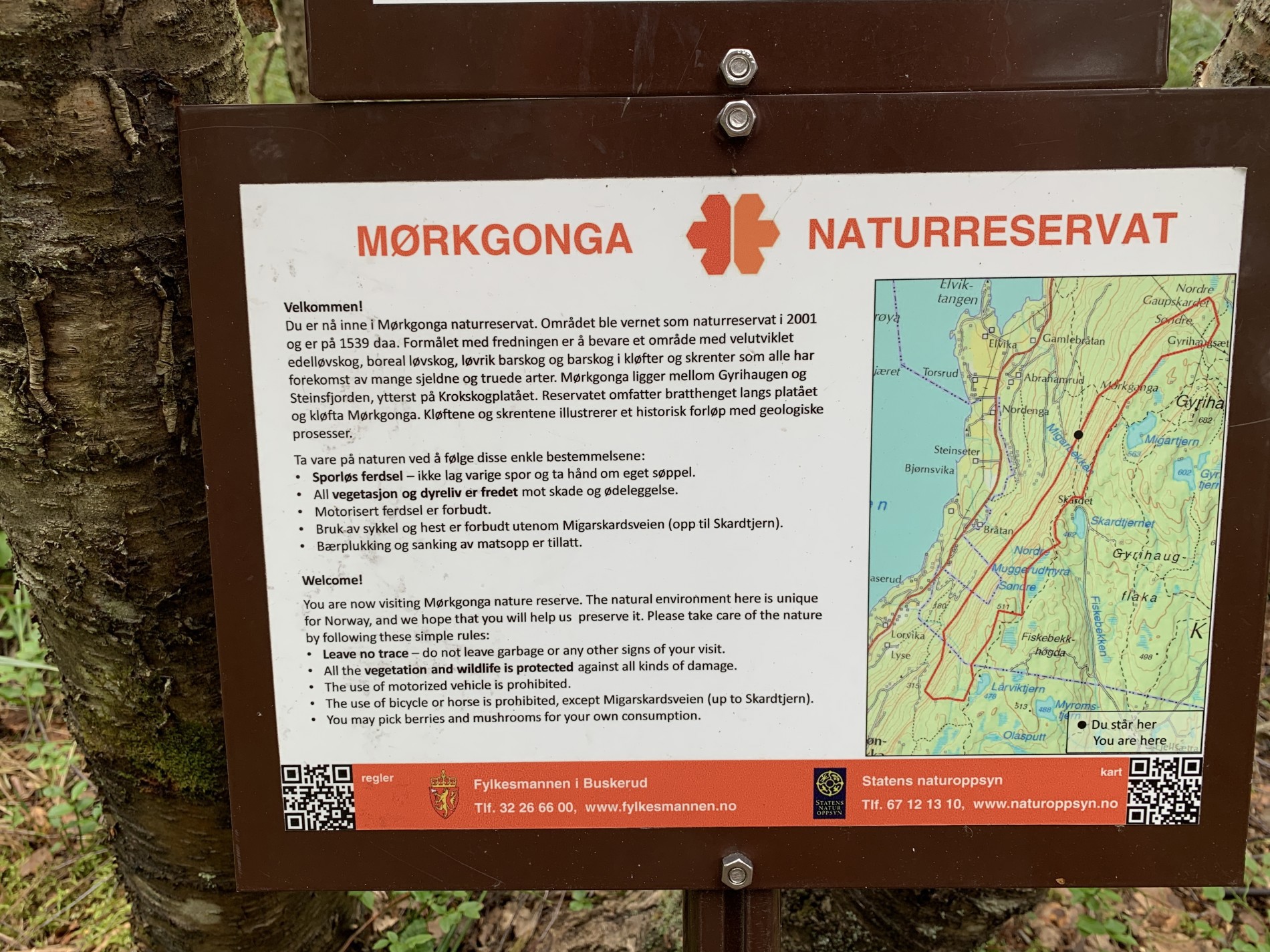Mørkgonga naturreservat infoskilt