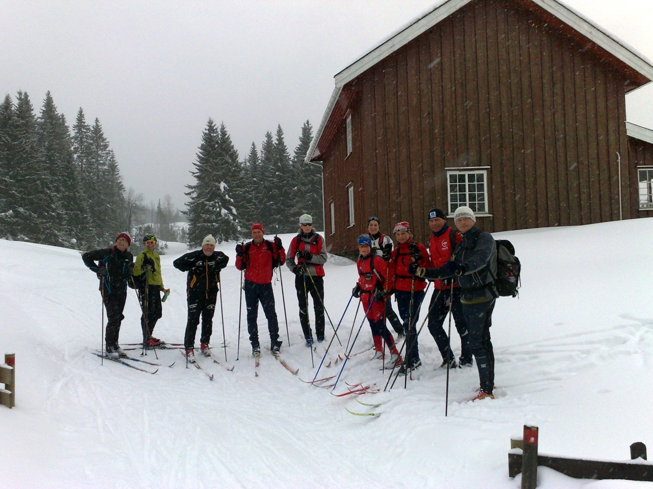 Pust i bakken i snøføyka ved Rognlia