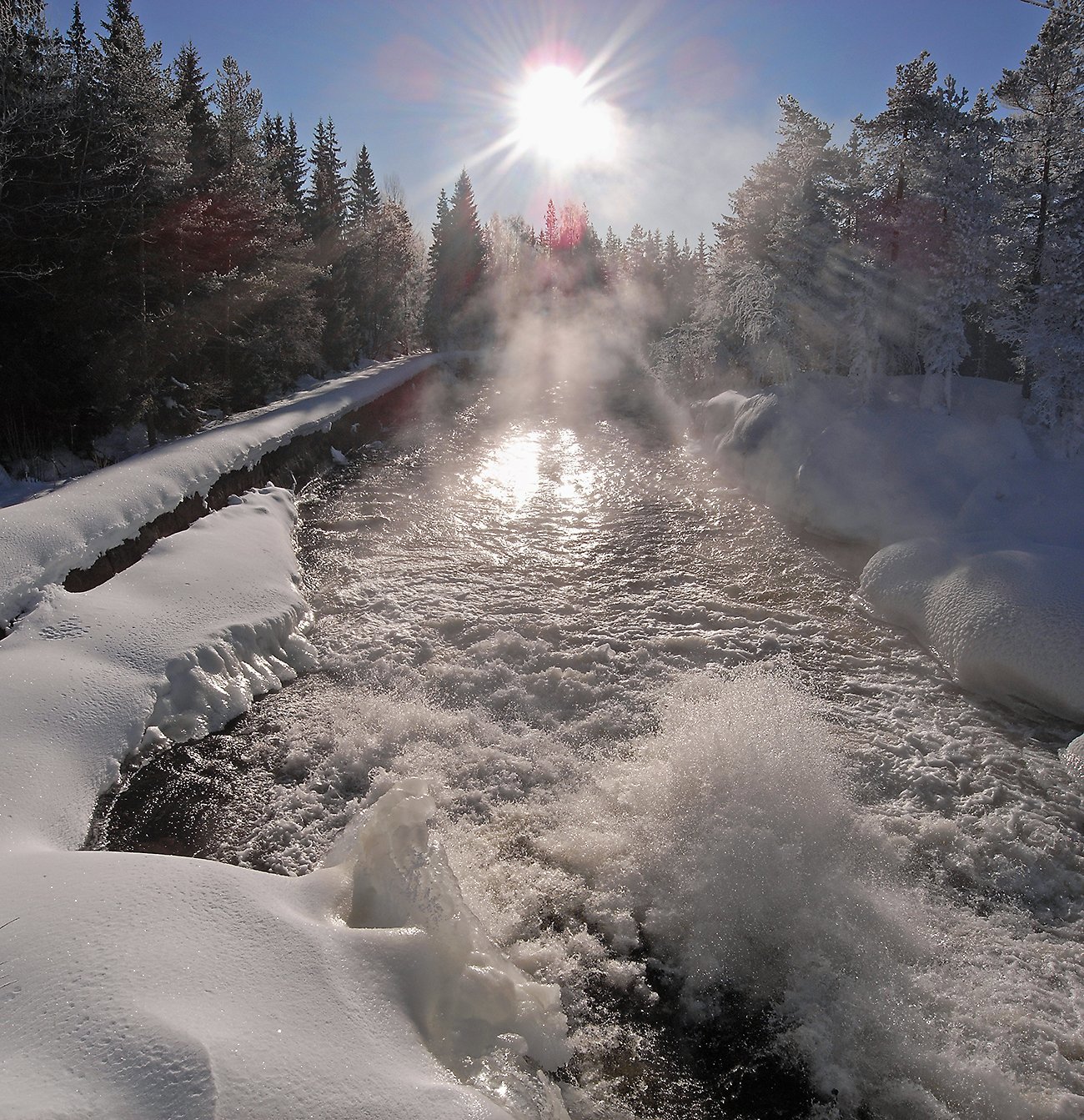 Vårløsning ved Skjærsjødammen
